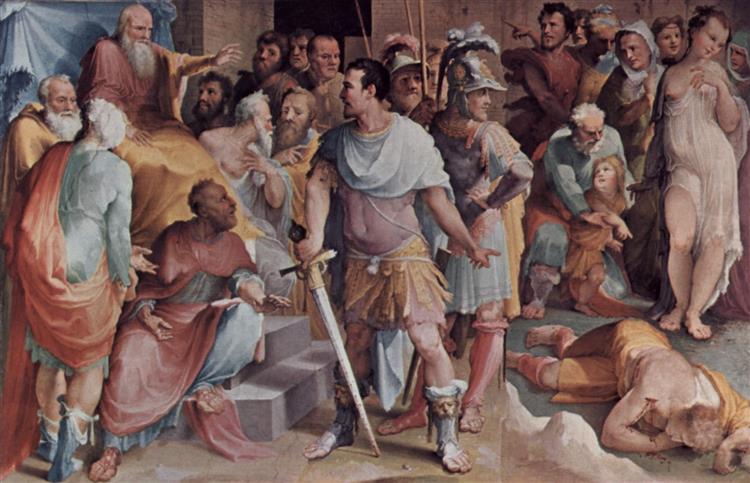 Gaius Servilius Ahala presents the body of Spurius Maelius to Cincinnatus, 1535 - Domenico Beccafumi