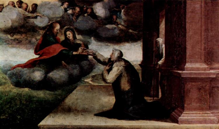 Saint Catherine of Siena receiving the stigmata between Saints Benedict and Jerome (detail), c.1514 - c.1517 - Domenico Beccafumi