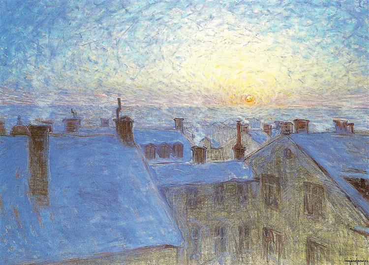Sonnenaufgang Über Den Dächern, 1903 - Эжен Янсон