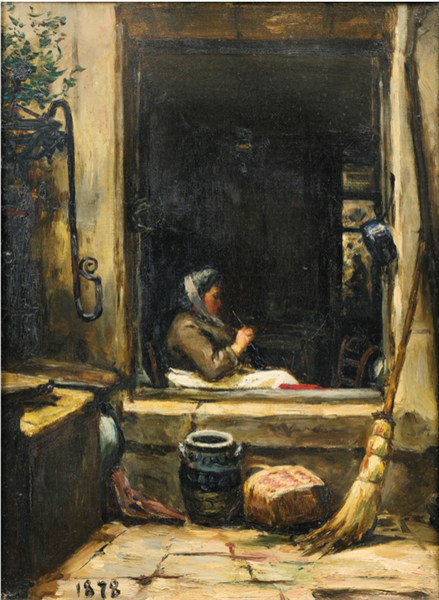 The butcher's wife knitting, 1878 - Эмиль Фриан