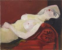 Nude on Red Sofa; Sleeping Nude - Émilie Charmy