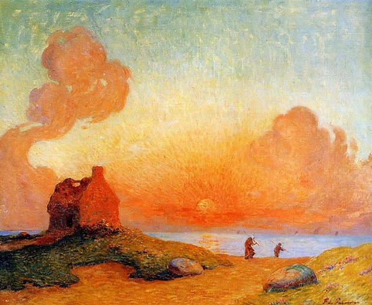 Sunset by the Sea, Brittany, c.1930 - Ferdinand du Puigaudeau