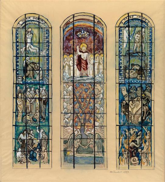 Sketch of a stained glass window for the Shell window of Turku Cathedral ", 1923 - Магнус Енкель