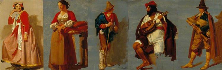 Five Studies of Italian Figures, 1850 - Thomas Stuart Smith