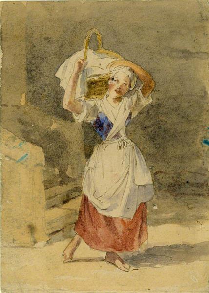 Young Woman with Basket, 1850 - Thomas Stuart Smith