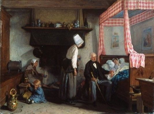 The doctor's visit - Breton interior, c.1861 - Alexandre Antigna