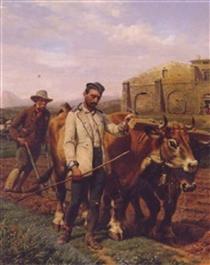 Tending the oxen - Horace Vernet