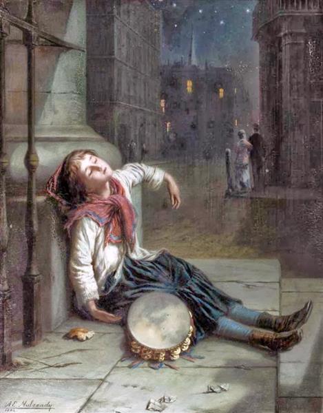 A Child sleeping in the moonlight, 1864 - Augustus Edwin Mulready