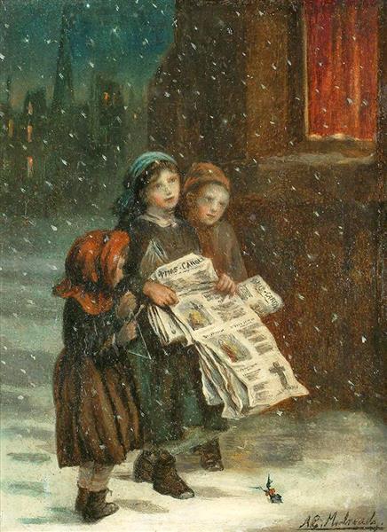 Small children with newspapers - Augustus Edwin Mulready