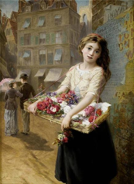 A girl selling roses, 1882 - Augustus Edwin Mulready