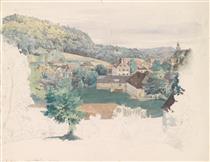 View over the town of Bad Rohitsch-Sauerbrunn (18th September 1848) - Johann Nepomuk Passini