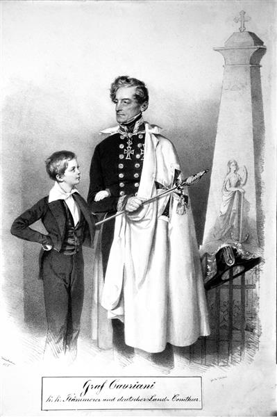 Christoph Graf Cavriani with his son Franz, 1836 - Josef Kriehuber