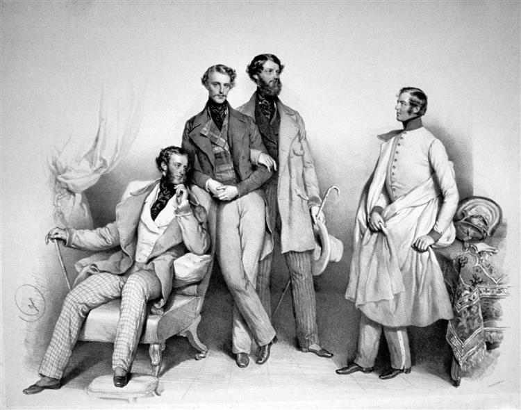 The Counts Jaromir, Rudolf, Herrmann and Humbert Czernin, 1847 - Josef Kriehuber
