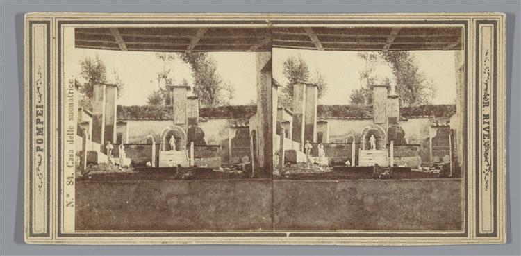 View of the Casa di Marco Lucrezio in Pompeii, House of the musician, 1865 - Roberto Rive