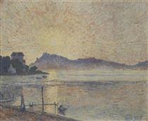 La Pointe De Cougoussa, Sunset - Lucien Pissarro