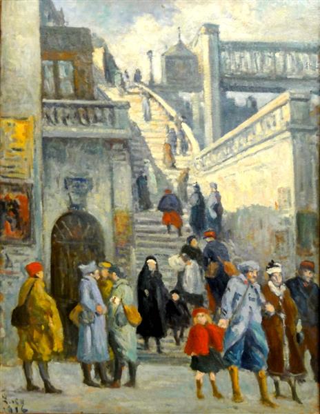Escaliers De La Rue De L'alsace, 1916 - Maximilien Luce