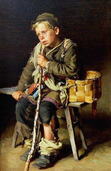 A beggar boy with basket, 1886 - Иван Иванович Творожников