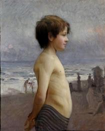 Young boy at the beach - Жюль Бастьен-Лепаж