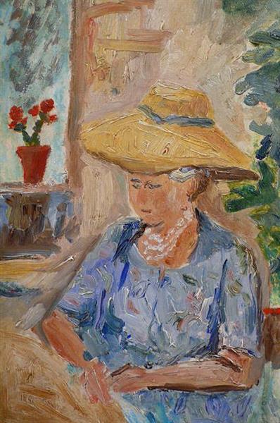 Femme Au Chapeau Dans Son Jardin À Pontoise - Louis Hayet