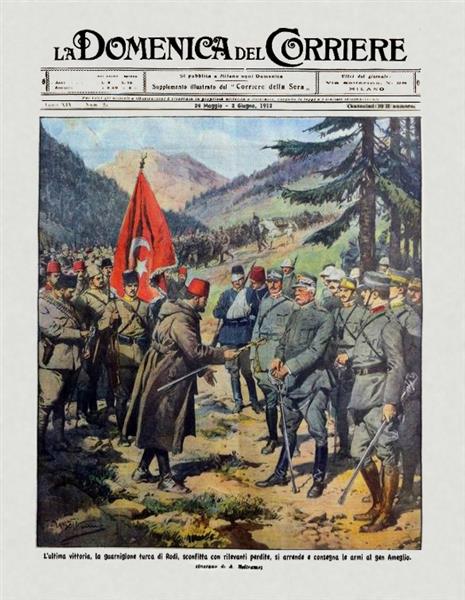 Surrender of the Turkish Garrison in Rhodes near Psithos to the Italian General Giovanni Ameglio on 16 May 1912, 1912 - Achille Beltrame