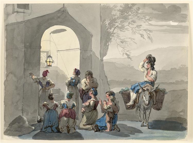 Ave Maria at Tivoli, 1808 - Bartolomeo Pinelli