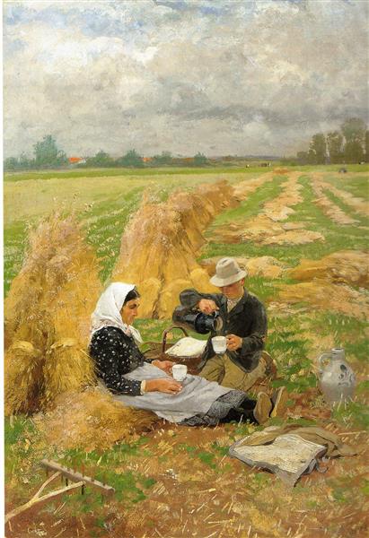 Lunch break in harvest time - Hugo Mühlig