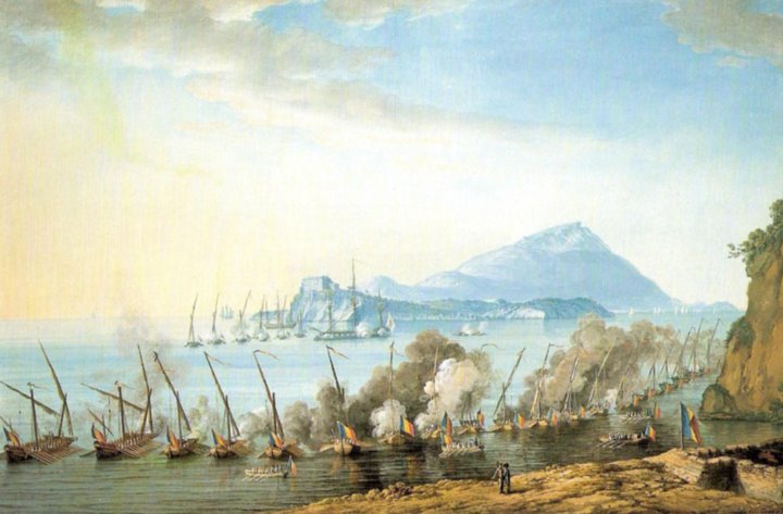 Battle between the ships of the Parthenopean Republic and the English off the coast of Procida, 1800 - Saverio della Gatta