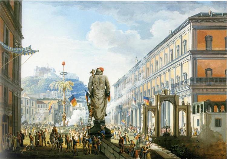 The destruction of the tree of liberty in Largo di Palazzo, 1800 - Saverio della Gatta