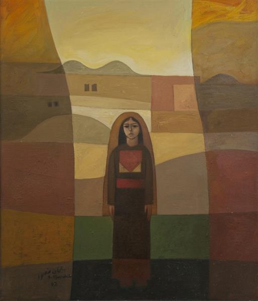 Girl In The Village, 1982 - Sliman Mansour