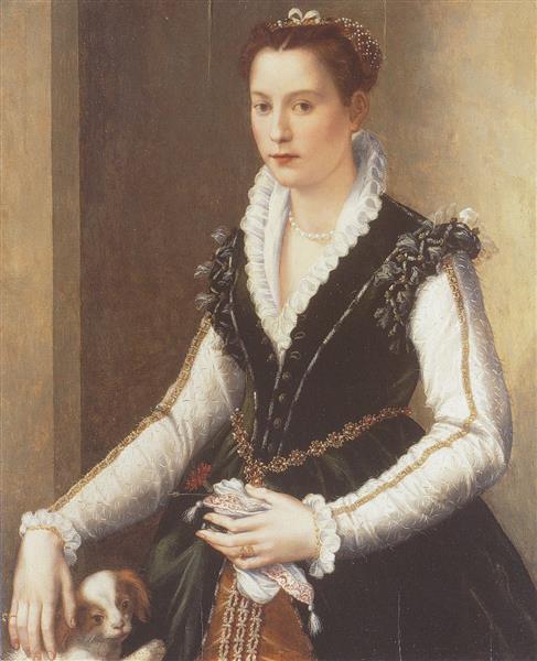Isabella De' Medici Orsini with a Dog, 1560 - Алессандро Аллори