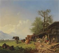 Farm with Fountain - Генрих Бюркель