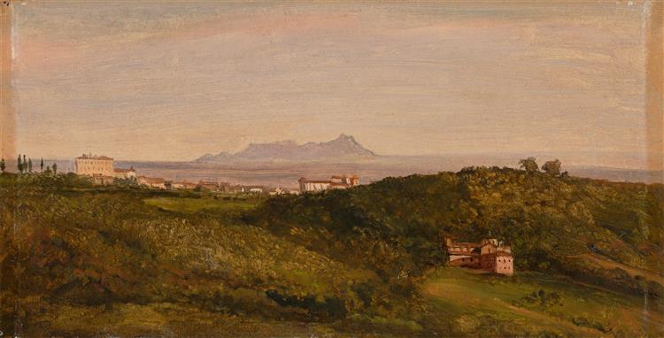 View Of The Monte Circeo, c.1853 - 1854 - Heinrich Bürkel