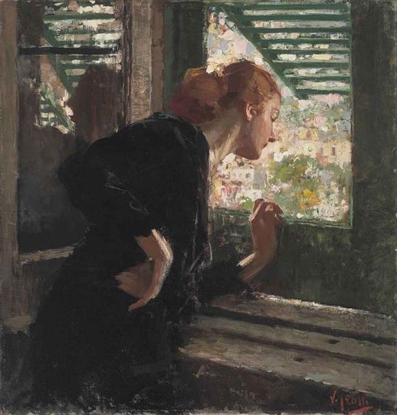 Lady at a Window, c.1900 - Vincenzo Irolli