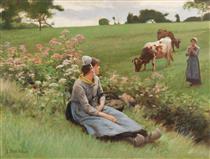 Resting in the Field - Edouard Debat-Ponsan