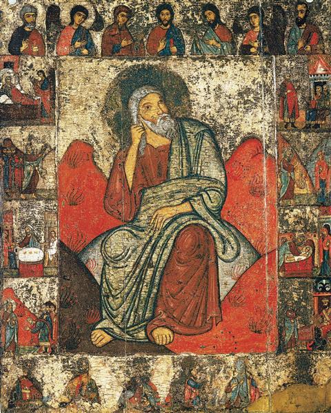 Prophet Elijah in the desert with Hagiographic cycle, c.1275 - c.1325 - Orthodox Icons