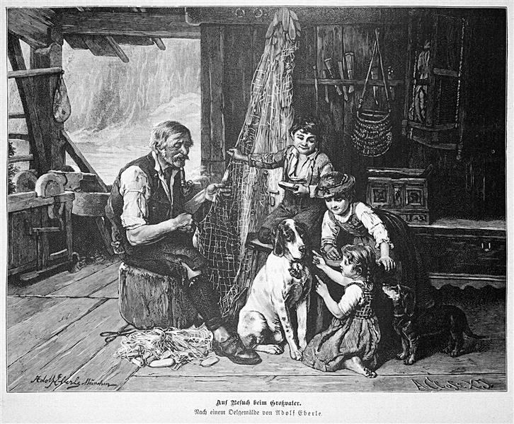 Visiting grandfather, c.1887 - Адольф Эберле