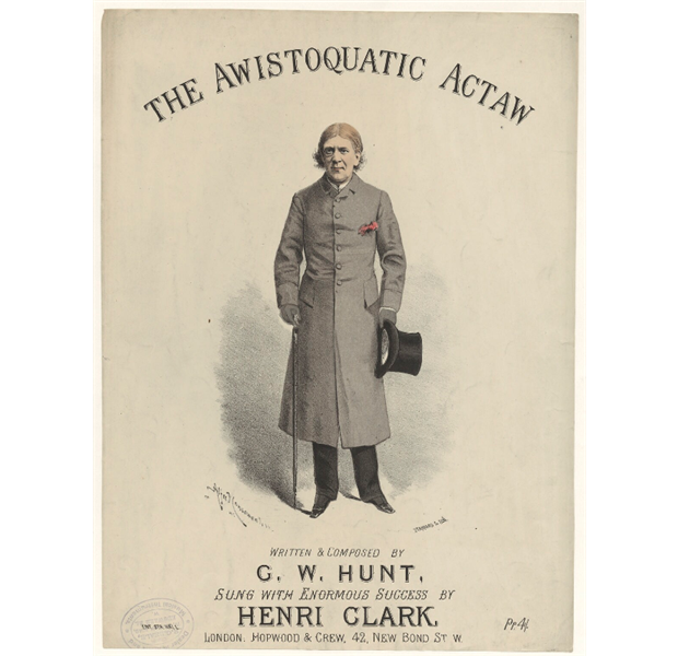 Cover design for ''The awistoquatic actaw'', song (Sung by Henri Clark), 1884 - Alfred Concanen