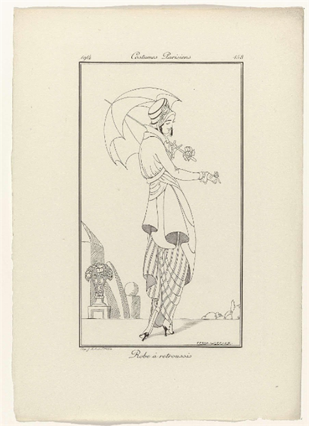 Journal Des Dames Et Des Modes, Costumes Parisiens, 1914, No. 158: Robe a Retroussis, 1914 - Герда Вегенер