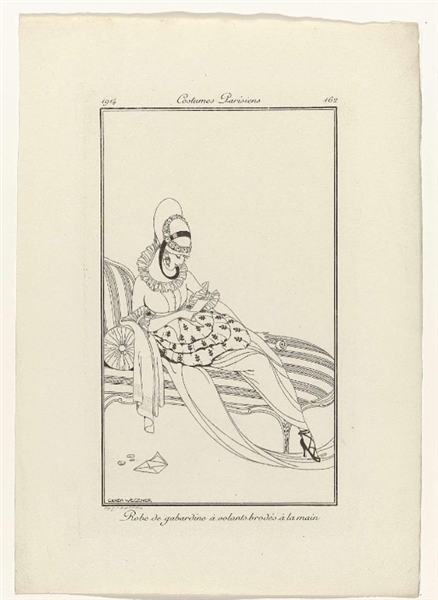 Journal Des Dames Et Des Modes, Costumes Parisiens, 1914, No. 162: Robe De Gabardine, 1914 - Gerda Wegener