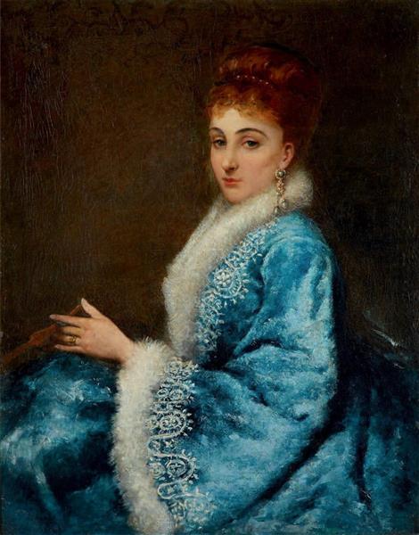 Portrait of young woman in blue dress, 1874 - Maurice Poirson