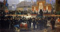 First Stone Laying of the Milan Gallery on 7 March 1865 - Domenico Induno