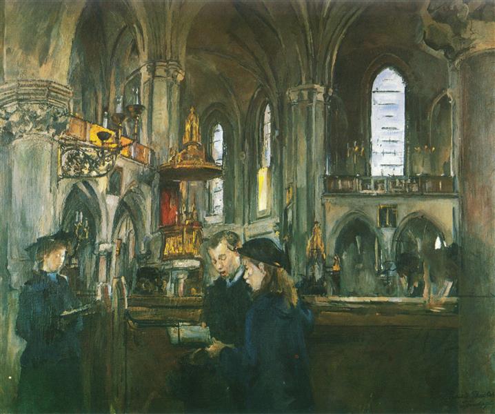Interior from the Church Trefoldighetskirken, c.1904 - 1908 - Гарриет Баккер