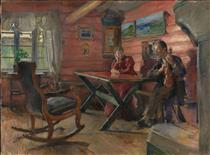 The Living Room at Kolbotn (Hulda and Arne Garborg's Home) - Harriet Backer
