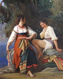 Two bathers, costume of Saint-Donato - Луи-Леопольд Робер