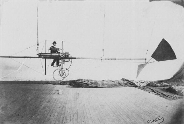 Santos Dumont in a test aircraft - Félix Nadar