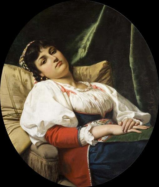 Young Girl on the Armchair, 1878 - Giovanni Costa