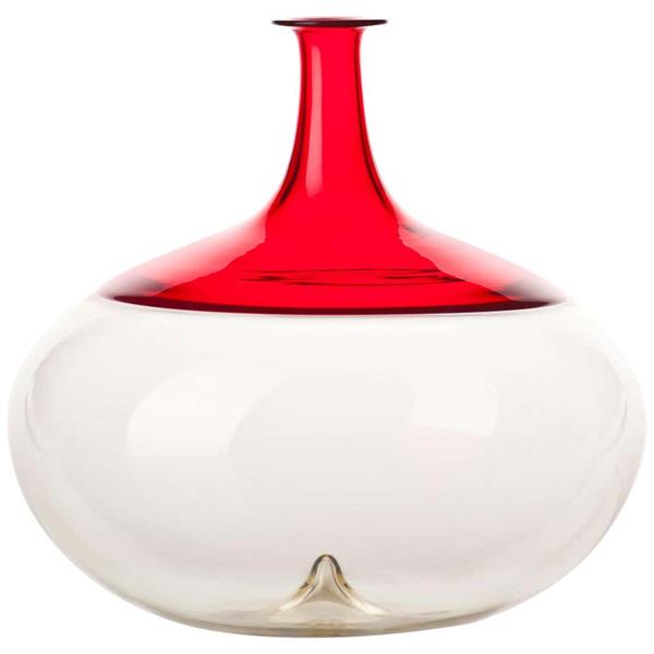 Venini Small Bolle Glass Vase in White and Red, 1966 - Tapio Wirkkala