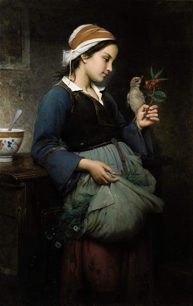 Girl with a Bird, 1872 - Émile Auguste Hublin