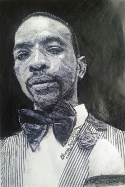Self Portrait By Olusola David, Ayibiowu with Charcoal Pencil, 2021 - Museo Nacional de Nigeria