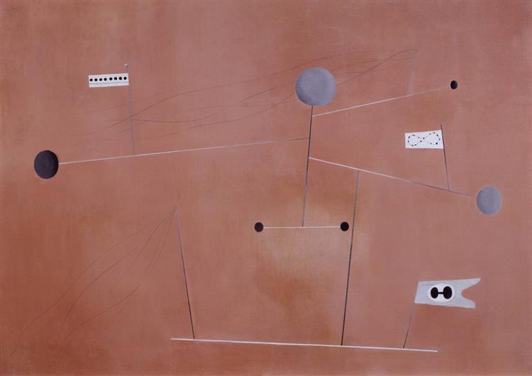 Construction. Grey Lines on Pink Ground, 1938 - Paule Vézelay